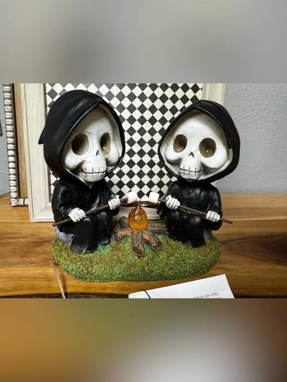Black and White Grim Reaper Marshmallow Roasting Figurine - Home Accents